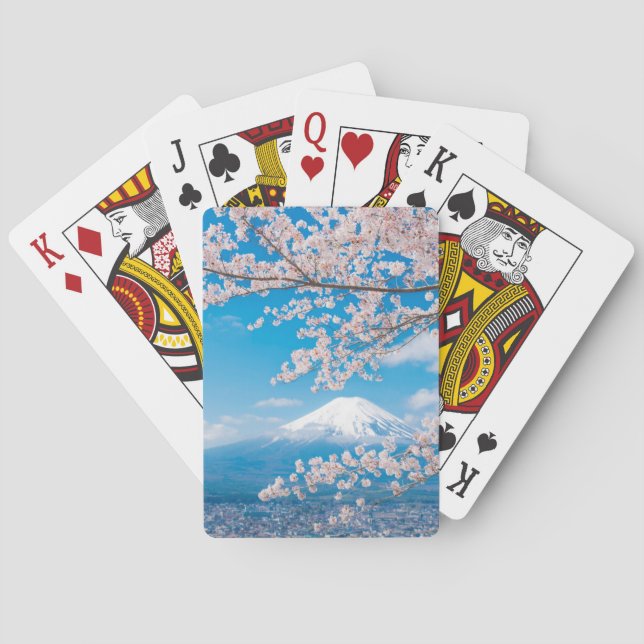 View of Mount Fuji with Cherry Blossoms Poker Cards (Back)