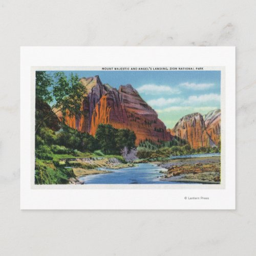 View of Mount Majestic and Angels Landing Postcard