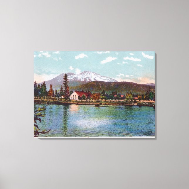 View of Mt. Shasta from the Fish Hatchery Canvas Print (Front)