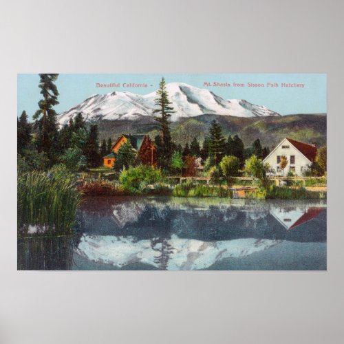 View of Mt Shasta from the Sisson Fish Hatchery Poster