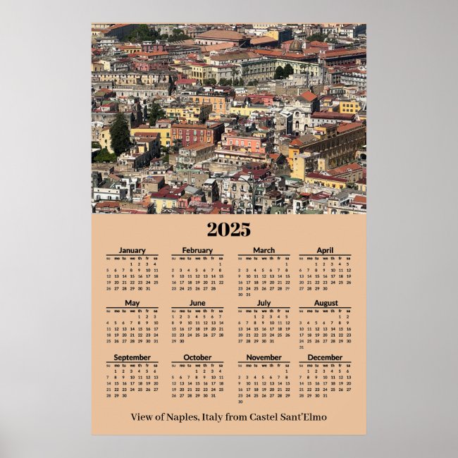 View of Naples, Italy 2025 Calendar Poster