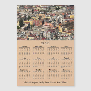 View of Naples, Italy 2026 Calendar Magnetic Card