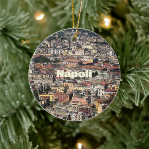 View of Naples, Italy Ceramic Ornament
