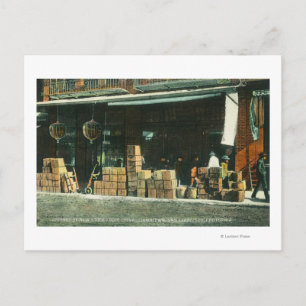 View of New Chinese Immigrants on Sidewalk Postcard