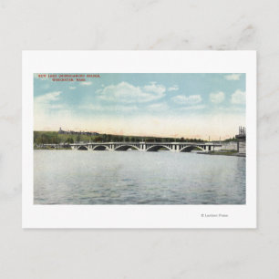 View of New Lake Quinsigamond Bridge Postcard