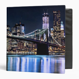 View of New York's Brooklyn bridge reflection Binder