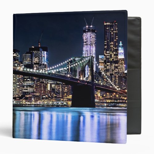 View of New Yorks Brooklyn bridge reflection Binder