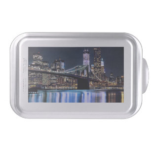 View of New York's Brooklyn bridge reflection Cake Pan