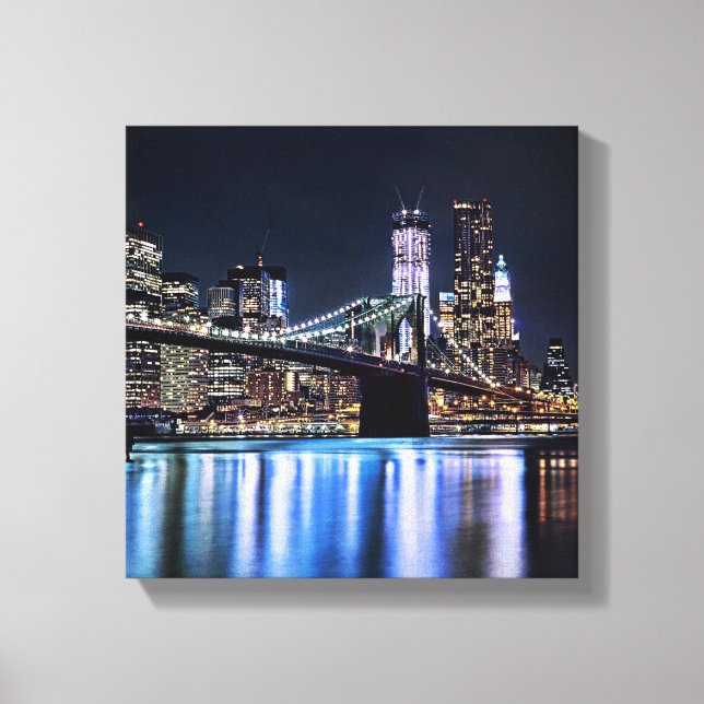 View of New York's Brooklyn bridge reflection Canvas Print (Front)
