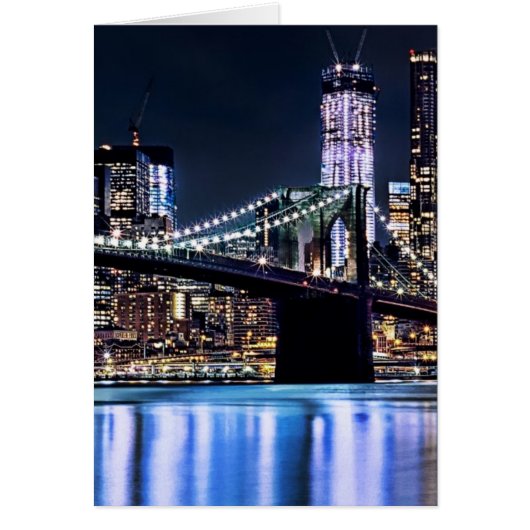 View of New York's Brooklyn bridge reflection Cards (Front)