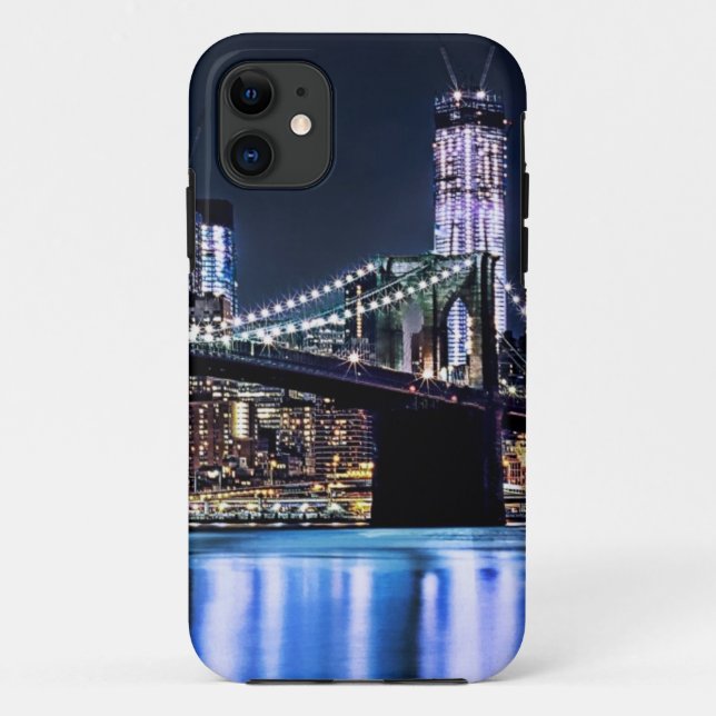 View of New York's Brooklyn bridge reflection Case-Mate iPhone Case (Back)