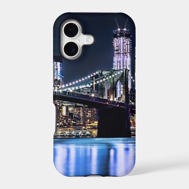 View of New York's Brooklyn bridge reflection Iphone Case (Back)