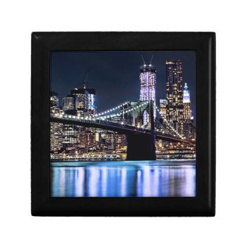 View Of New York's Brooklyn Bridge Reflection Jewelry Box by iconicnewyork at Zazzle