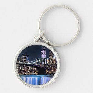 View of New York's Brooklyn bridge reflection Keychain