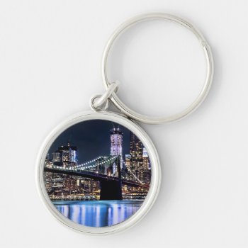 View Of New York's Brooklyn Bridge Reflection Keychain by iconicnewyork at Zazzle