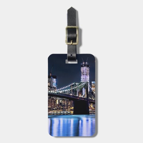 View of New Yorks Brooklyn bridge reflection Luggage Tag