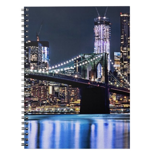 View of New York's Brooklyn bridge reflection Notebook (Front)