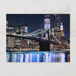 View of New York's Brooklyn bridge reflection Postcard