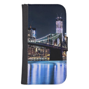 View of New York's Brooklyn bridge reflection Wallet Phone Case For Samsung Galaxy S4
