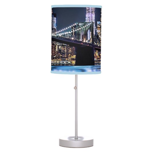 View of New York's Brooklyn bridge reflection Table Lamp (Front)