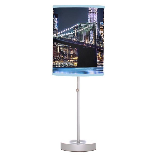 View of New York's Brooklyn bridge reflection Table Lamp (Front)