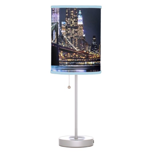 View of New York's Brooklyn bridge reflection Table Lamp (Right)