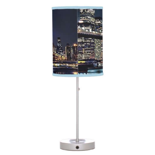 View of New York's Brooklyn bridge reflection Table Lamp (Back)