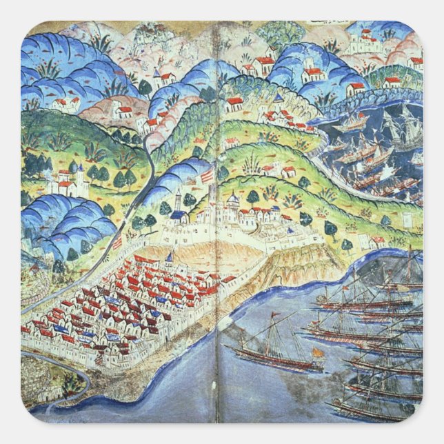 View of Nice, from the 'Suleymanname' Square Sticker (Front)