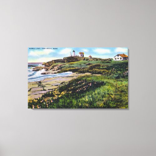 View of Nubble Lighthouse from York Beach Canvas Print
