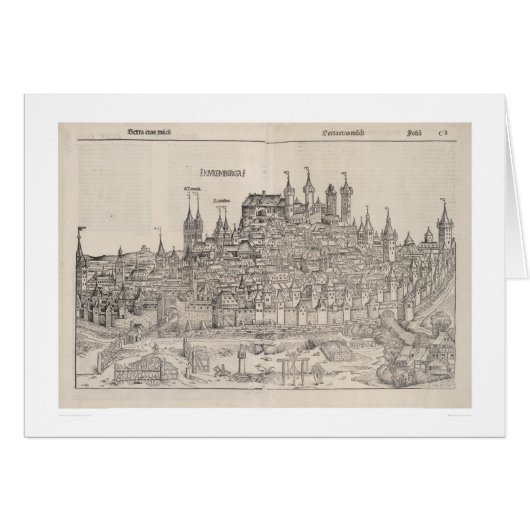 View of Nuremberg from Nuremberg Chronicle (1458) Cards (Front Horizontal)