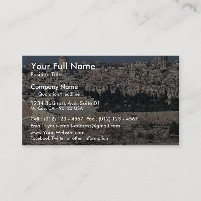 View of Old City from Mount of Olives, Jerusalem, Business Card (Front)