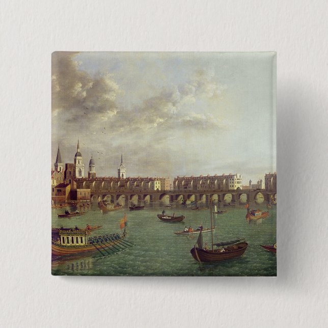View of Old London Bridge Pinback Button (Front)