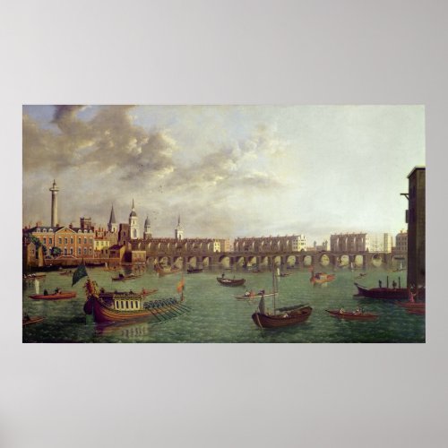 View of Old London Bridge Poster