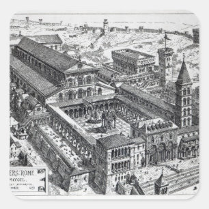View of Old St.Peter's, Rome, 1891 Square Sticker