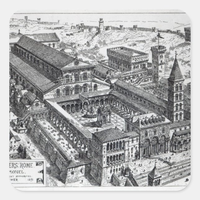 View of Old St.Peter's, Rome, 1891 Square Sticker (Front)