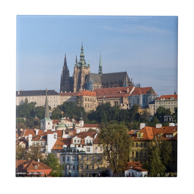 View of old town and Prague castle, Czech Republic Ceramic Tile (Front)