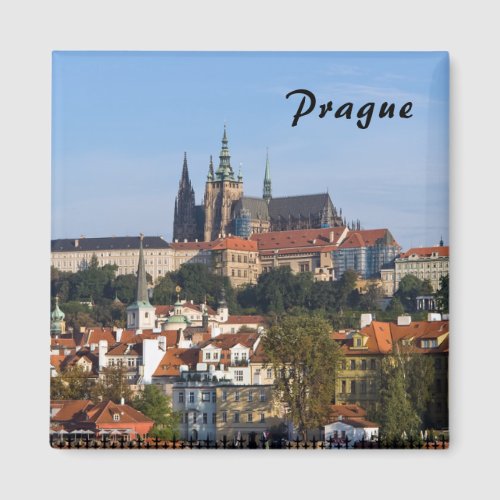 View of old town and Prague castle Czech Republic Magnet