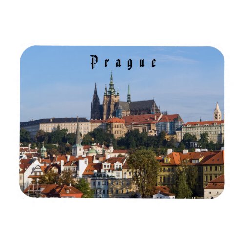 View of old town and Prague castle Czech Republic Magnet