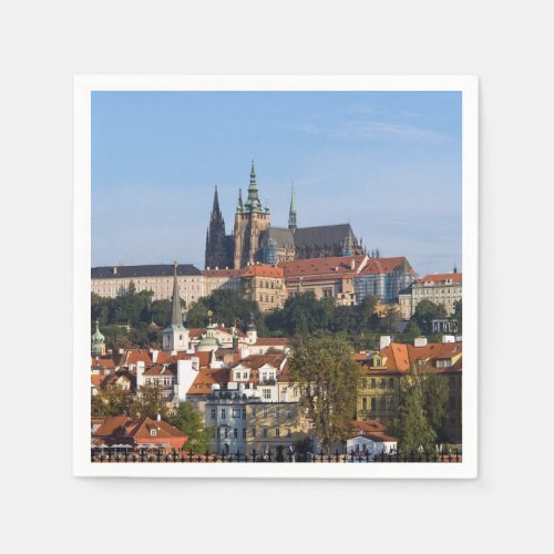View of old town and Prague castle Czech Republic Napkins