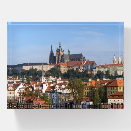 View of old town and Prague castle Czech Republic Paperweight