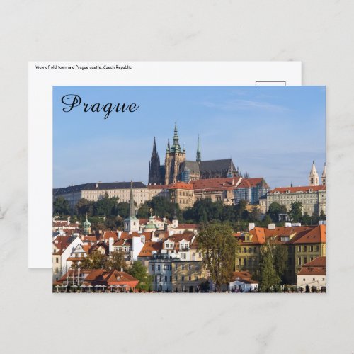 View of old town and Prague castle Czech Republic Postcard