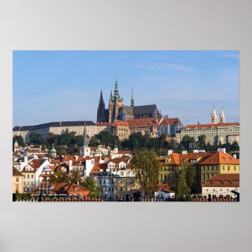 View of old town and Prague castle Czech Republic Poster