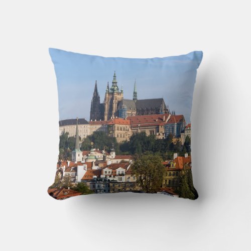 View of old town and Prague castle Czech Republic Throw Pillow