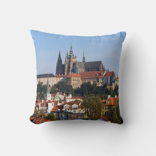 View of old town and Prague castle, Czech Republic Throw Pillow (Front)