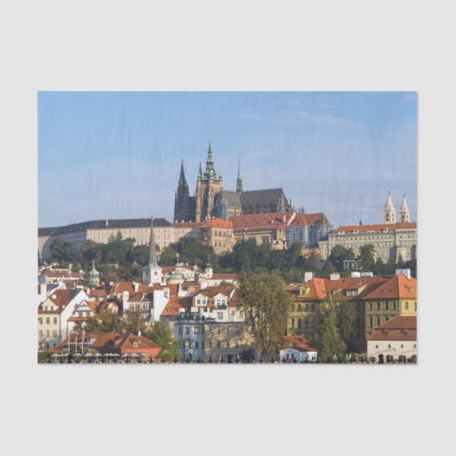 View of old town and Prague castle, Czech Republic Tissue Paper (Front)