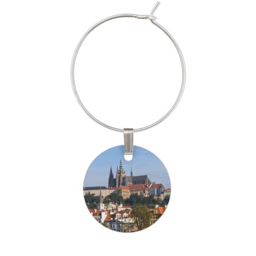 View of old town and Prague castle Czech Republic Wine Charm