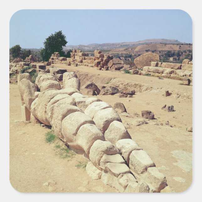 View of one of the giant Telemon statues Square Sticker (Front)