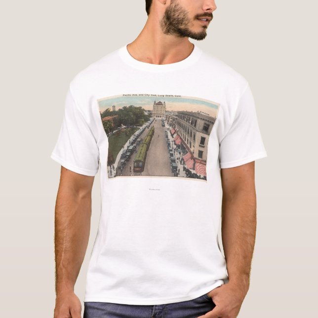 View of Pacific Avenue and City Hall T-Shirt (Front)