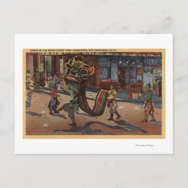 View of Parade in Chinatown Postcard (Front)