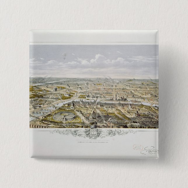 View of Paris from Bois de Boulogne Pinback Button (Front)